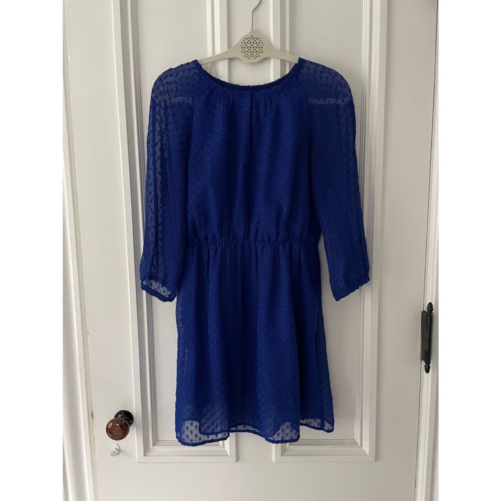 J Crew bright blue dotted dress 2